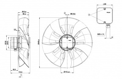 Вентилятор осевой ebmpapst A6E450AU0401 Вентилятор осевой ebmpapst A6E450AU0401